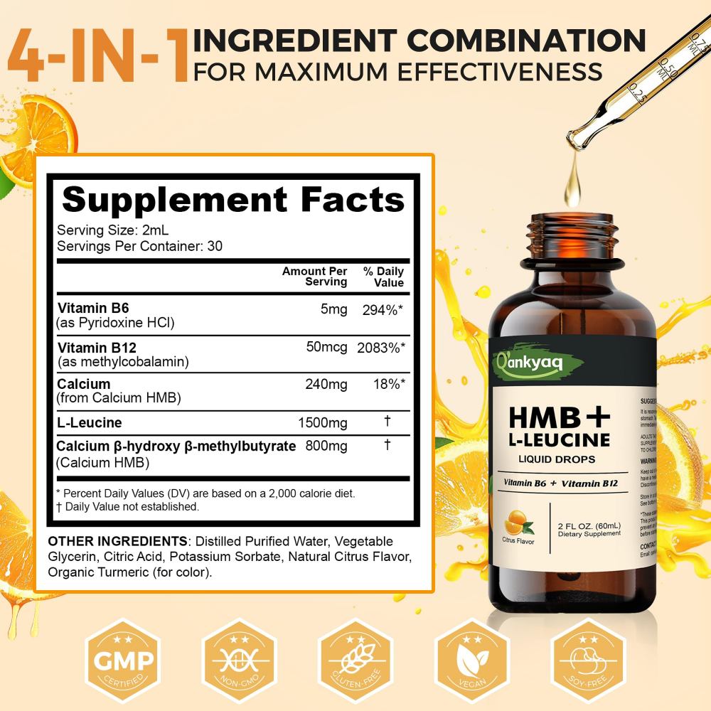 q'ankyaq HMB and leucine bottle, nightly habit arithmetic — HMB and L Leucine Supplements liquid drops7 1 — q'ankyaq