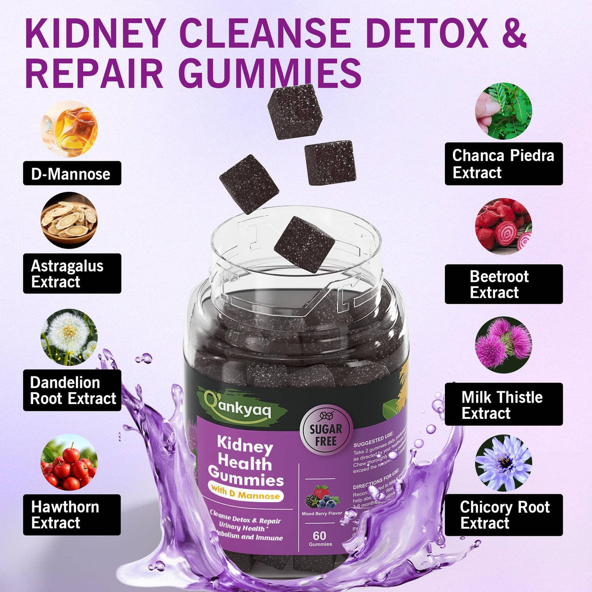 q'ankyaq kidney-support gummies jar, or the drop version — Kidney cleanse detox repair gummies — q'ankyaq
