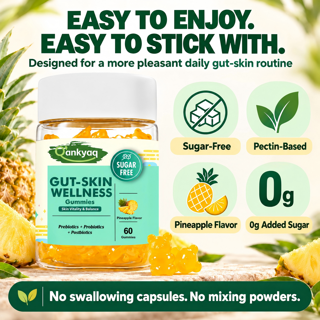 Gut Skin Gummies with Prebiotics, Probiotics & Postbiotics, 60 Counts